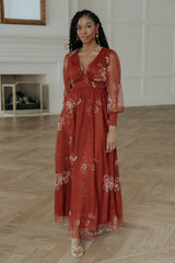 Layla Tulle Maxi Dress | Rust Floral - Baltic Born