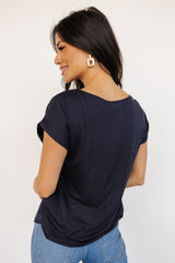 Leonie Satin Top | Navy - Baltic Born