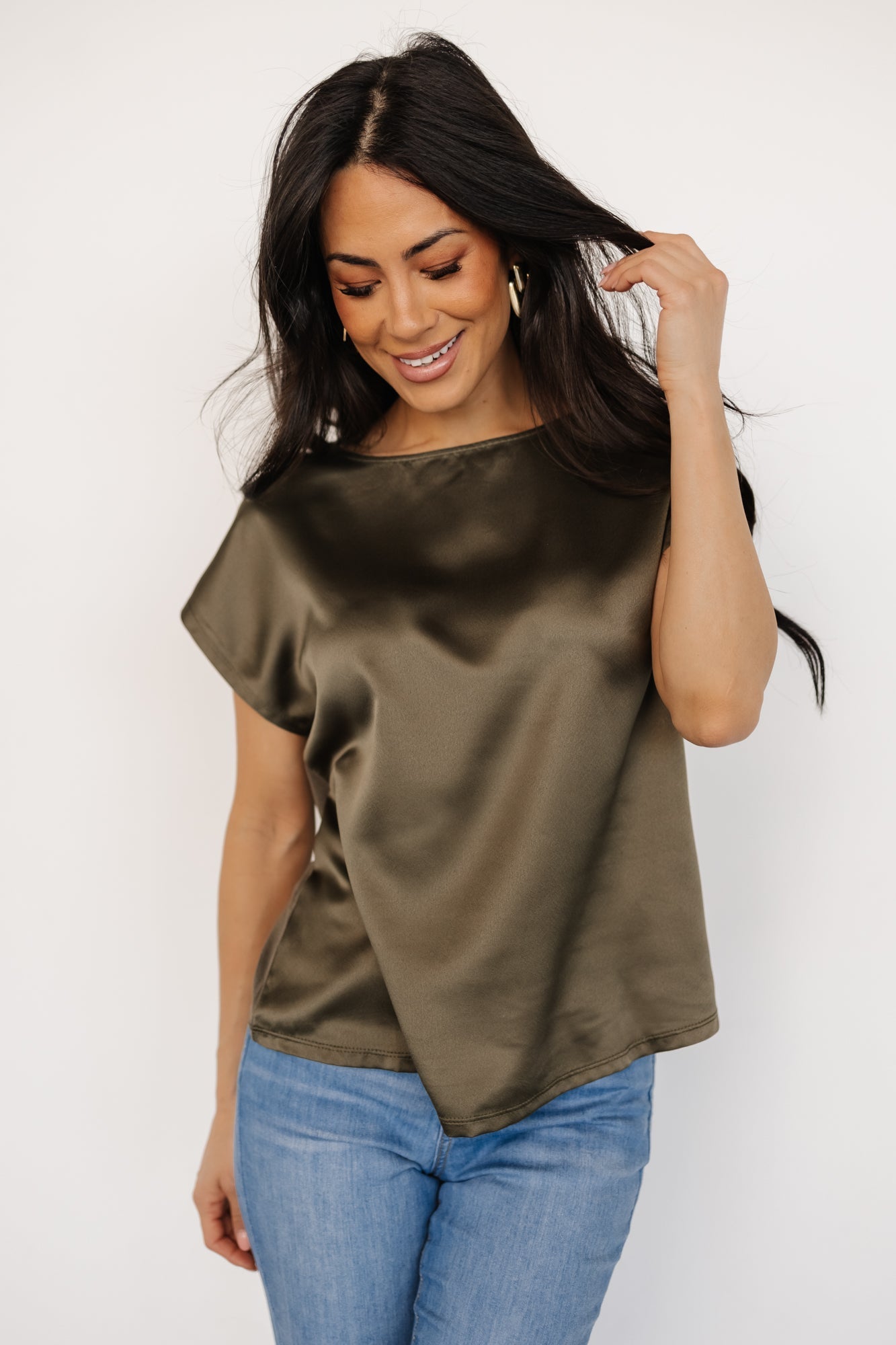 Leonie Satin Top | Olive - Baltic Born