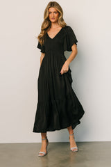 Lovell Smocked Midi Dress | Black - Baltic Born