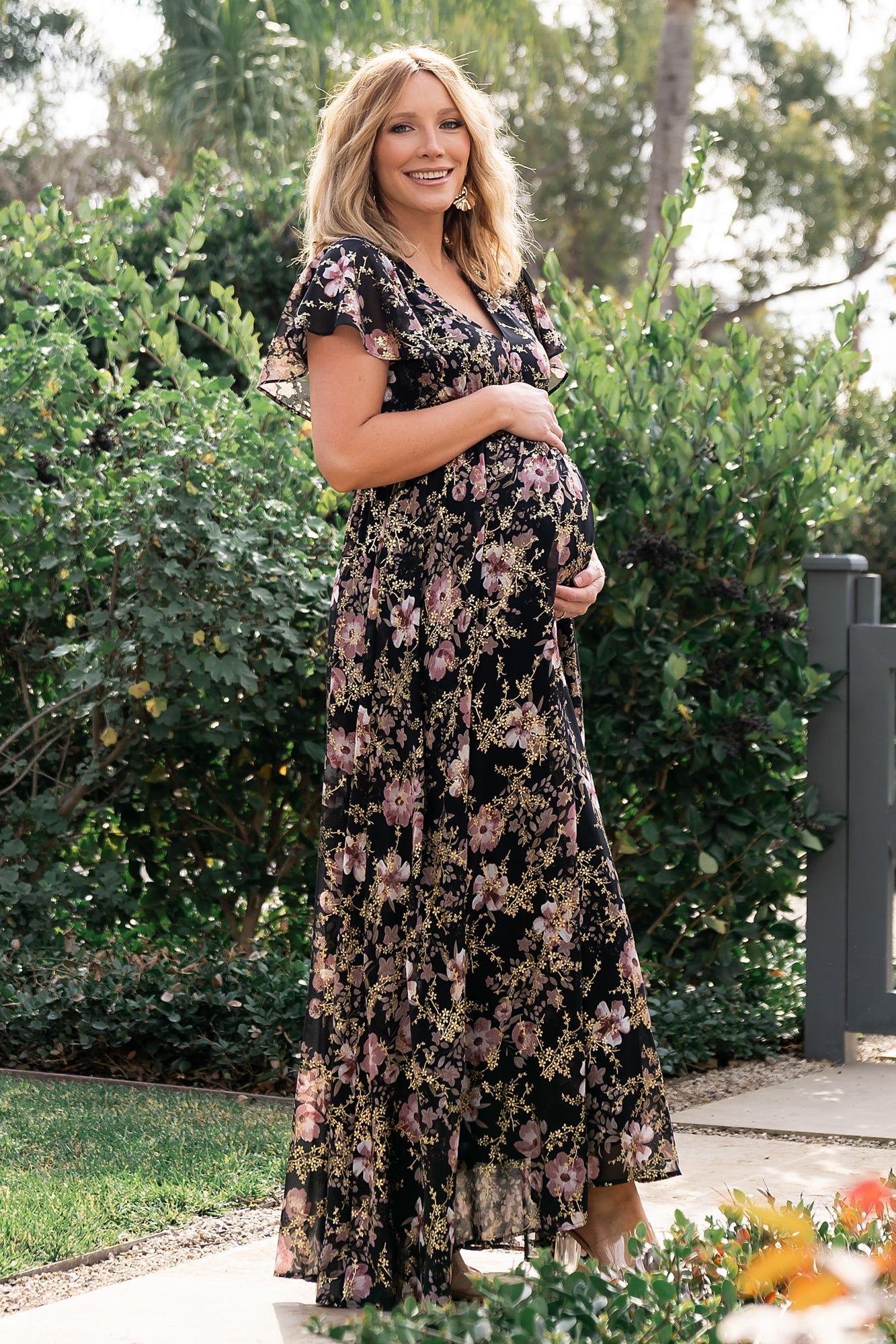 Lynlee Metallic Maxi Dress | Black + Mauve - Baltic Born
