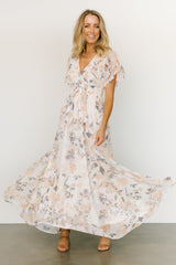 Lynlee Metallic Maxi Dress | Off White Print - Baltic Born