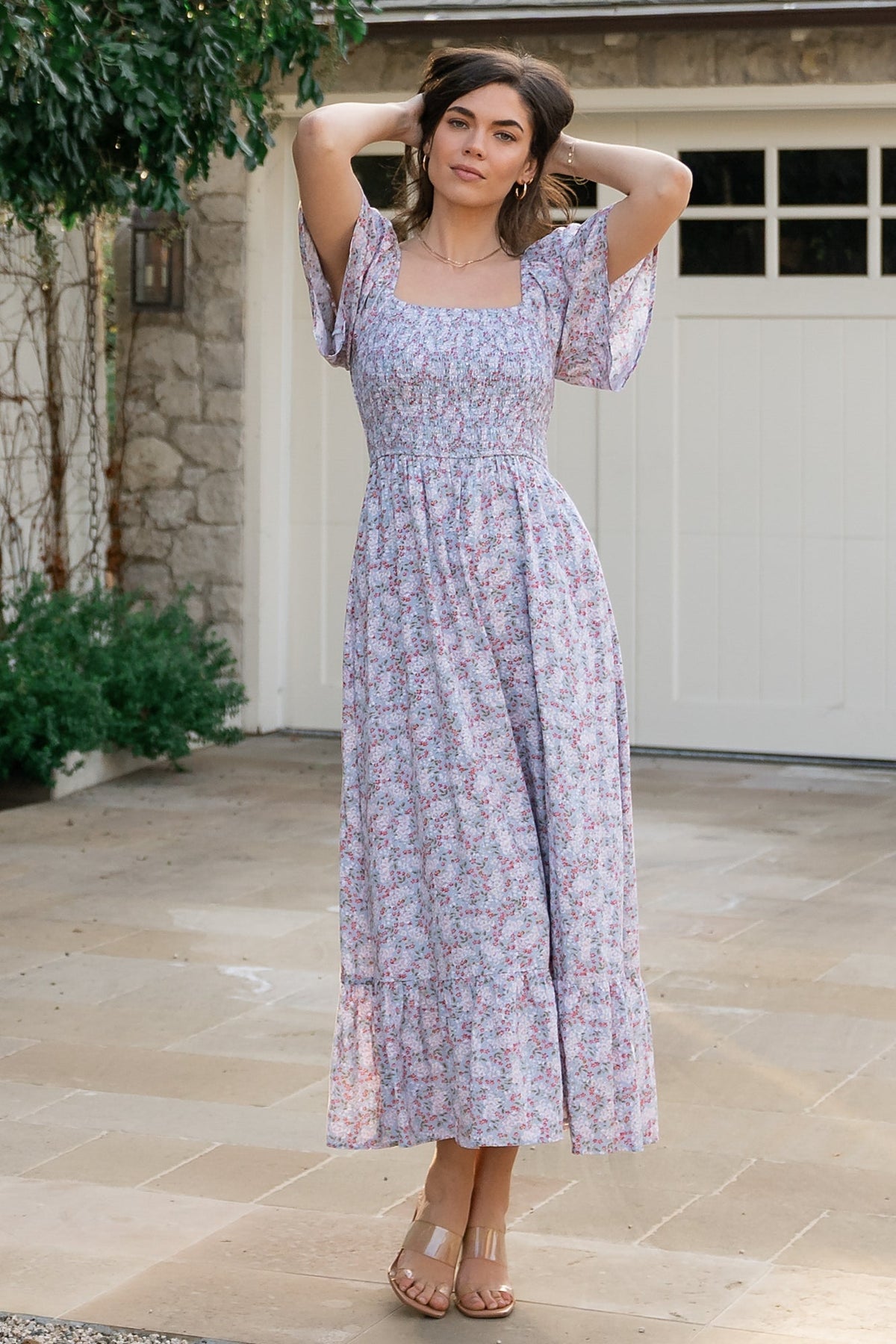 Lyssa Smocked Dress | Dusty Blue Floral - Baltic Born