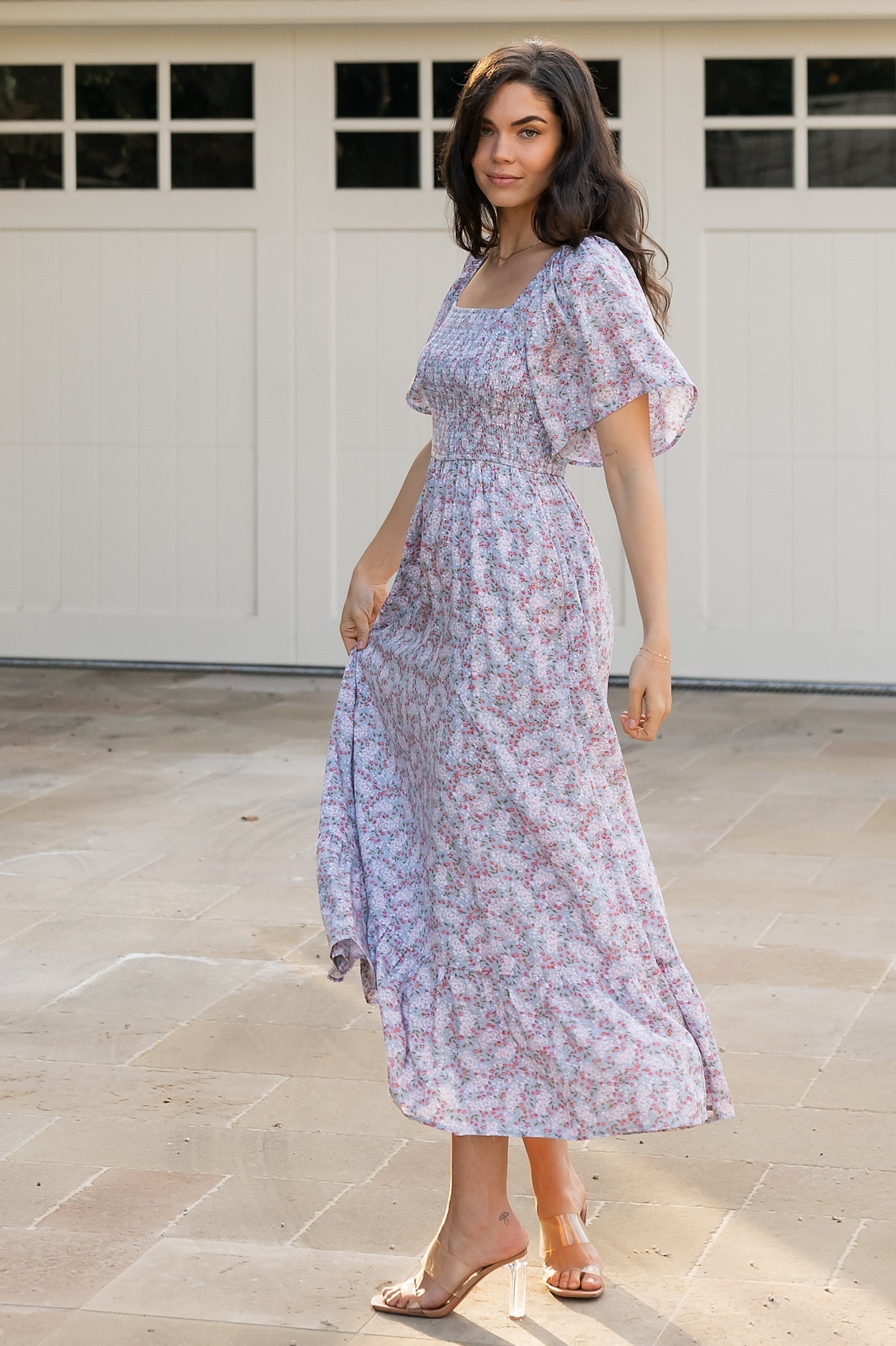 Lyssa Smocked Dress | Dusty Blue Floral - Baltic Born