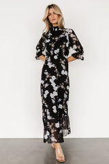 Marie Mock Neck Maxi Dress | Black Floral - Baltic Born