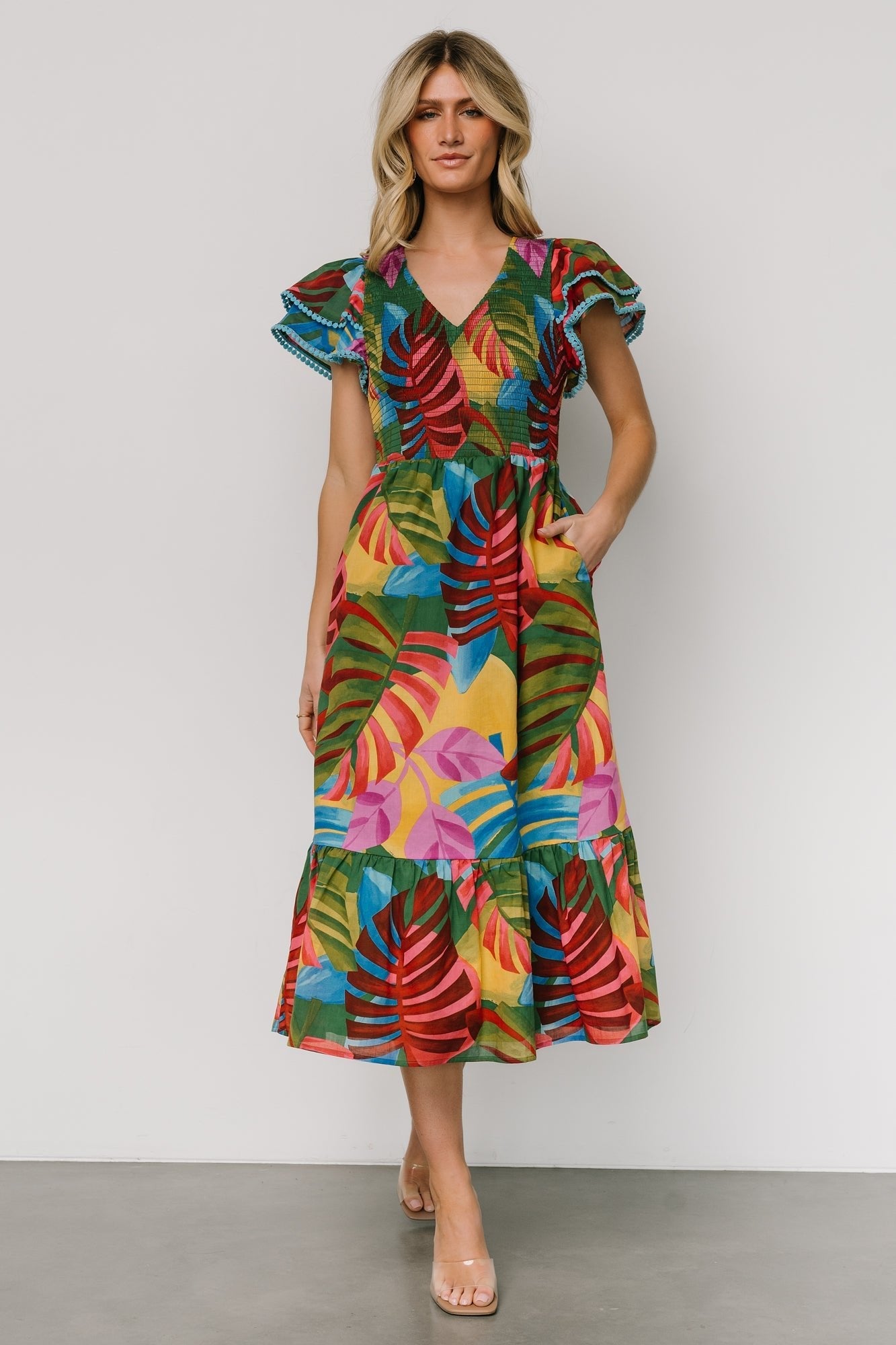 Marielle Smocked Midi Dress | Multi Print - Baltic Born