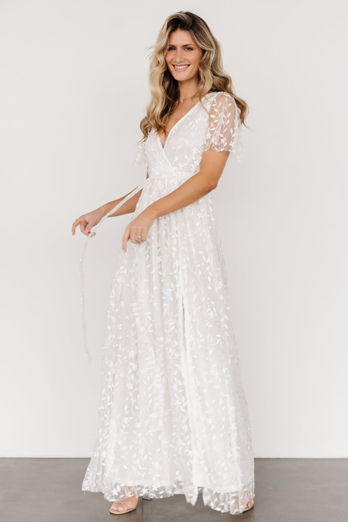 Marseille Embossed Maxi Dress | White - Baltic Born