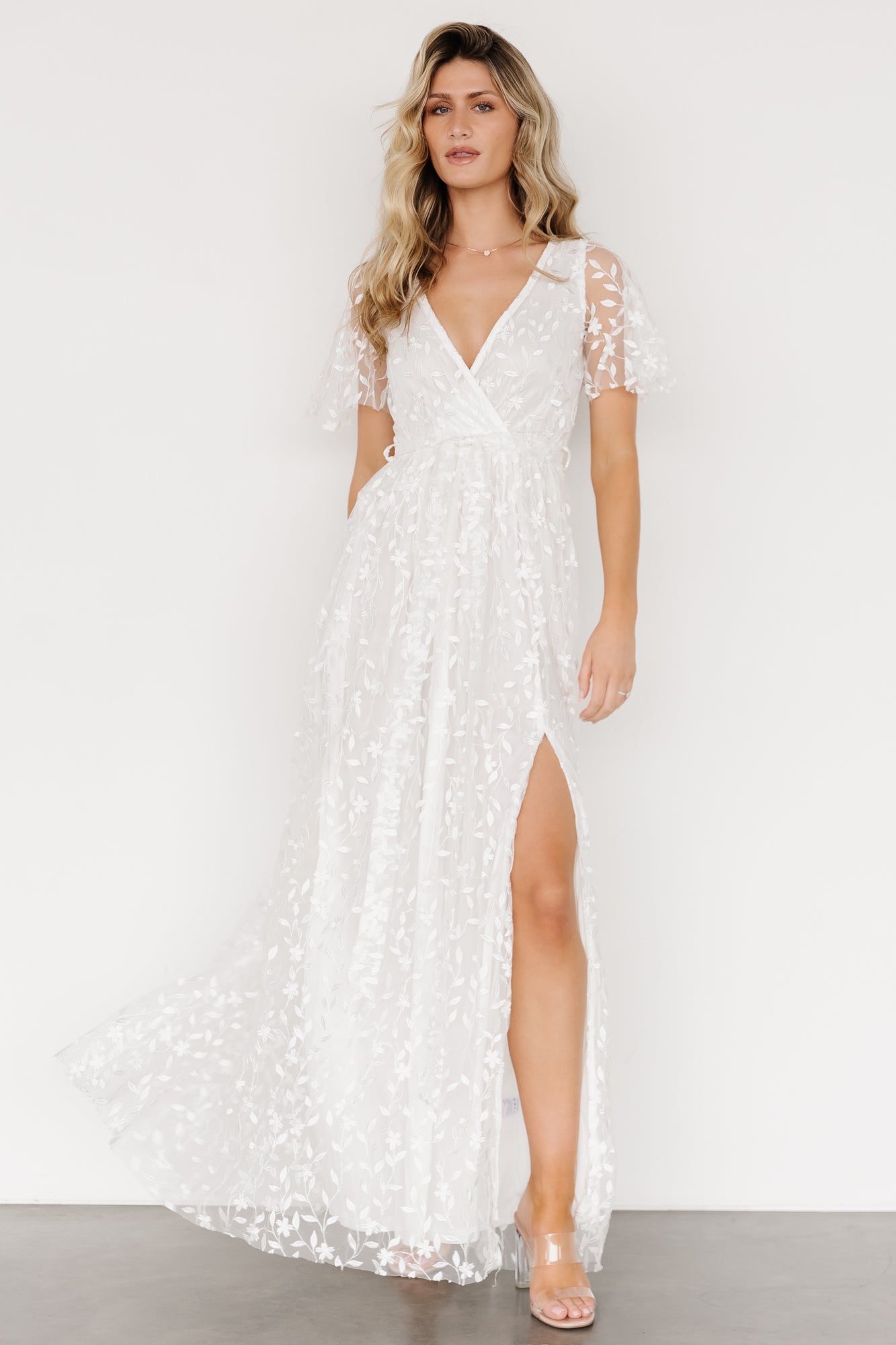 Marseille Embossed Maxi Dress | White - Baltic Born
