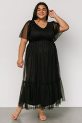 Martha Smocked Tulle Dress | Black - Baltic Born
