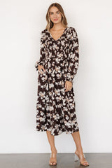 Matilda Smocked Midi Dress | Brown Floral - Baltic Born