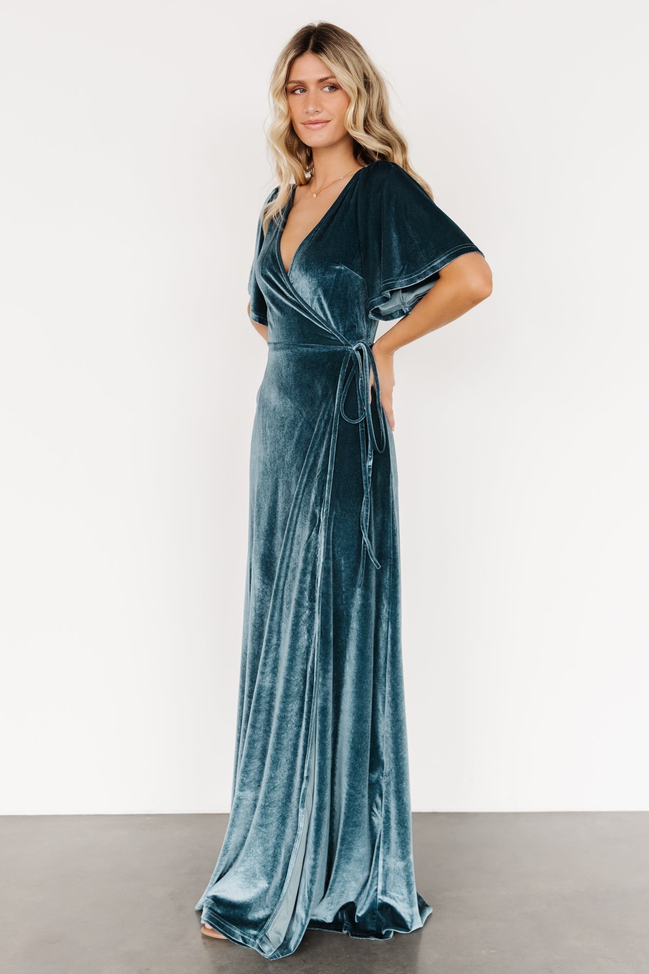 Meghan Velvet Wrap Maxi Dress | Persian Blue - Baltic Born