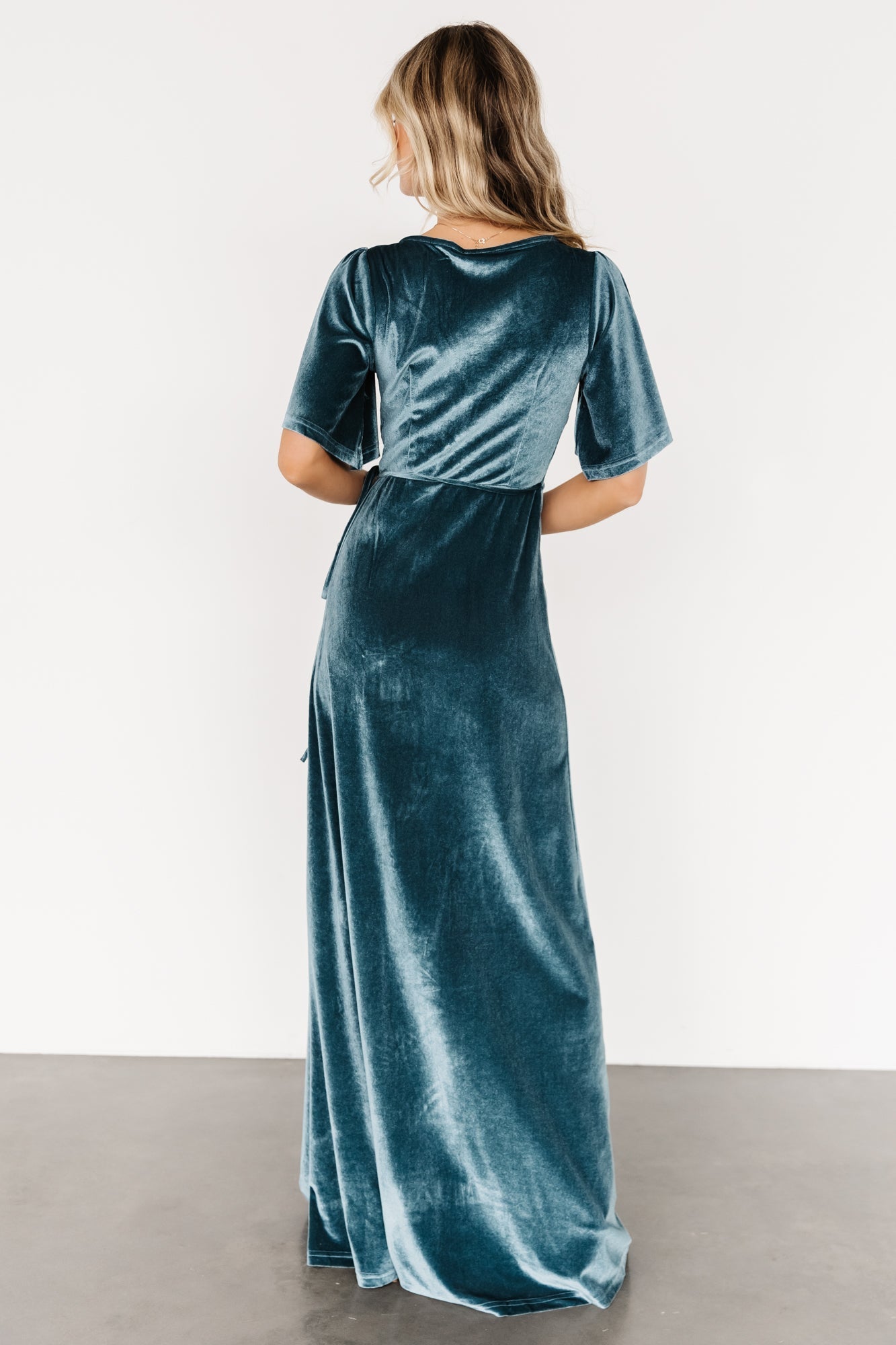 Meghan Velvet Wrap Maxi Dress | Persian Blue - Baltic Born