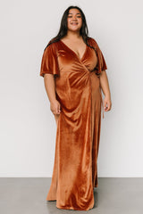 Meghan Velvet Wrap Maxi Dress | Spice - Baltic Born