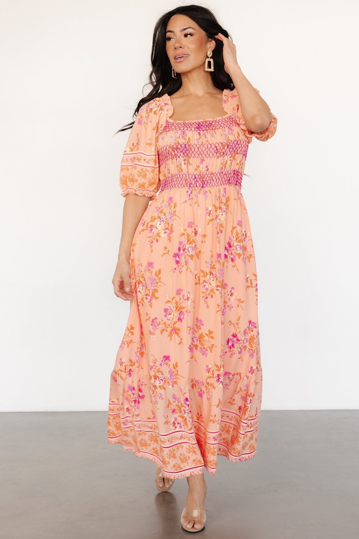 Mesa Smocked Dress | Coral Multi - Baltic Born