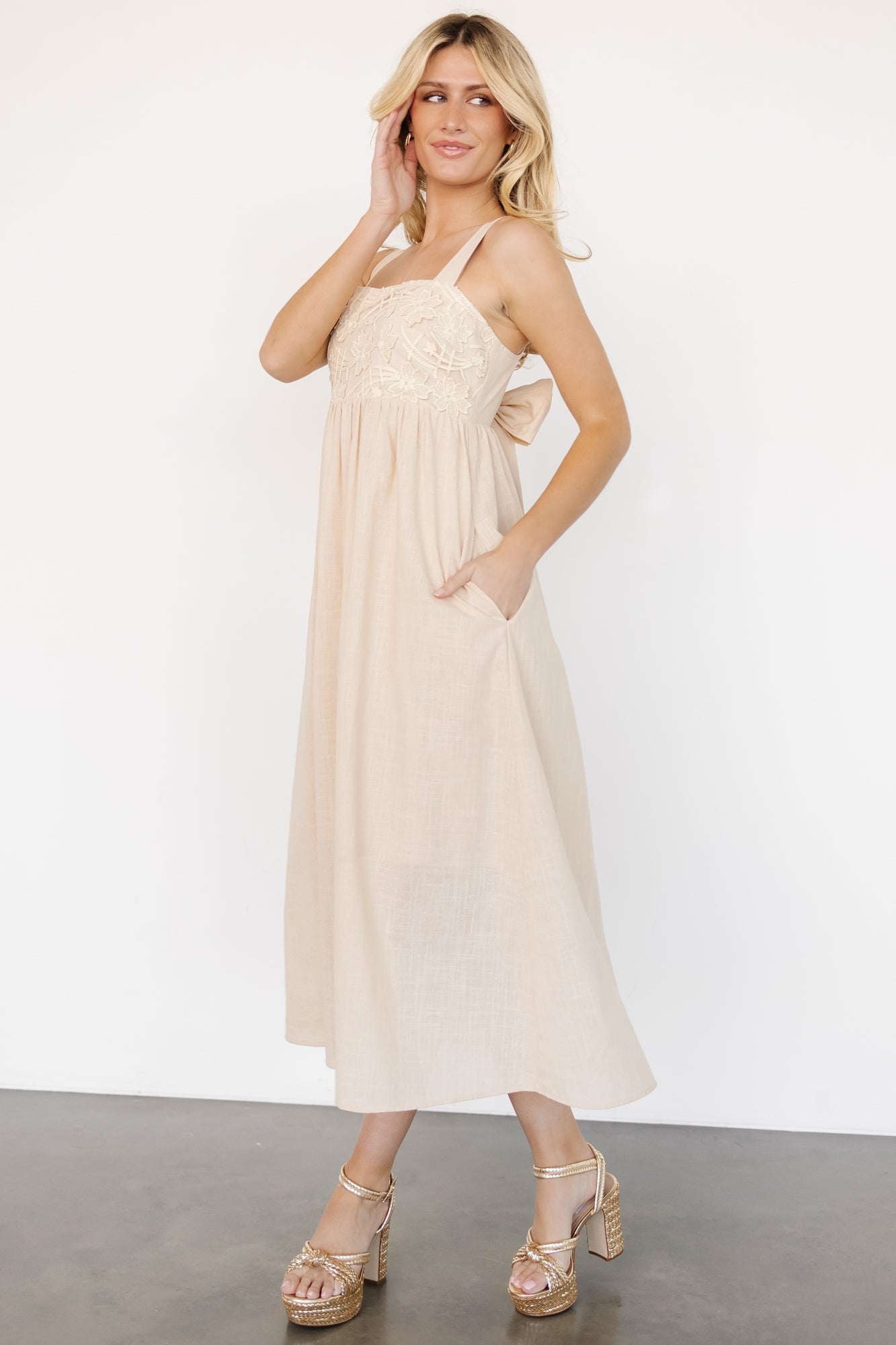 Mia Tie Back Dress | Natural - Baltic Born