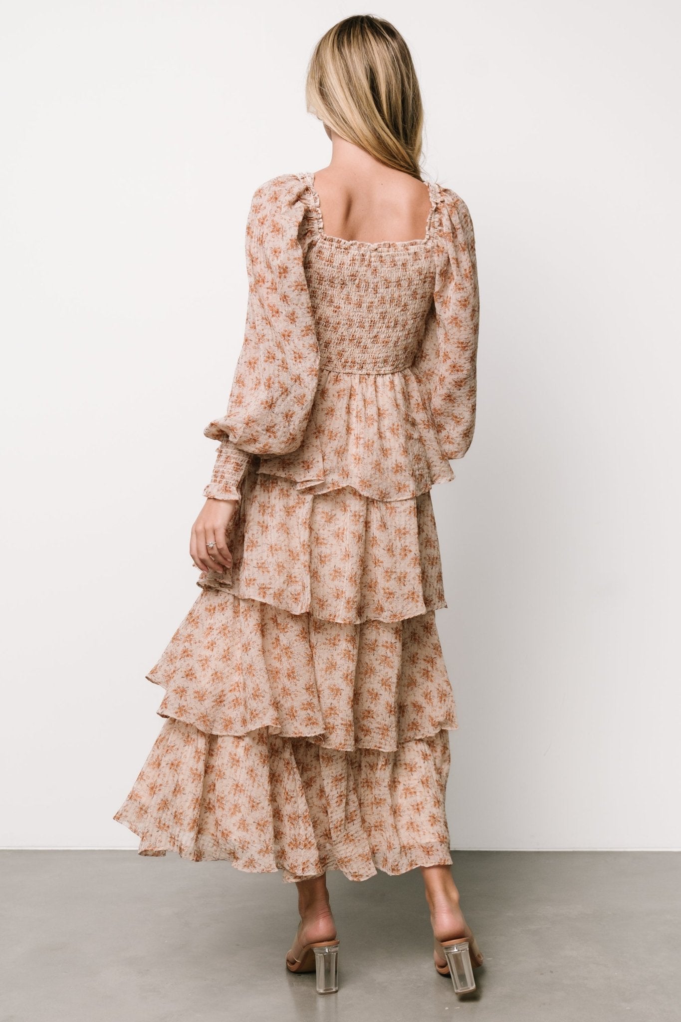 Miranda Tiered Maxi Dress | Taupe Floral - Baltic Born