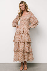 Miranda Tiered Maxi Dress | Taupe Floral - Baltic Born