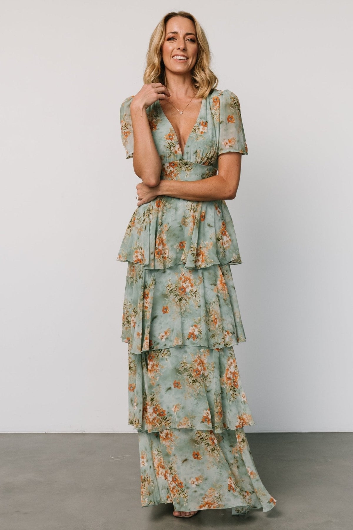 Montaigne Ruffle Maxi Dress | Blue Sage Floral - Baltic Born