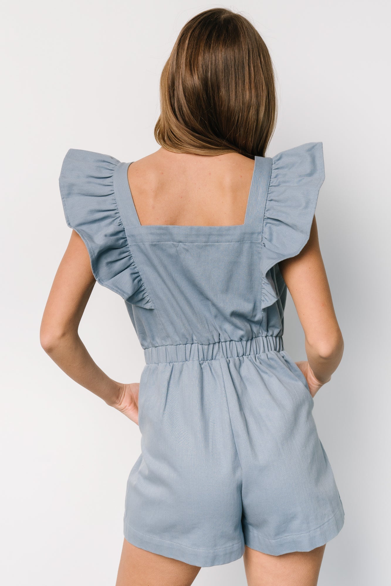 Montgomery Denim Romper | Dusty Blue - Baltic Born