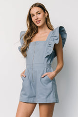 Montgomery Denim Romper | Dusty Blue - Baltic Born