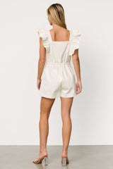Montgomery Denim Romper | Ivory - Baltic Born
