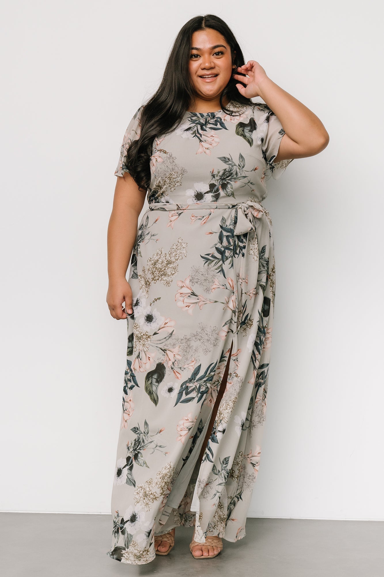 Naomi Short Sleeve Maxi Dress | Pale Blue Floral - Baltic Born