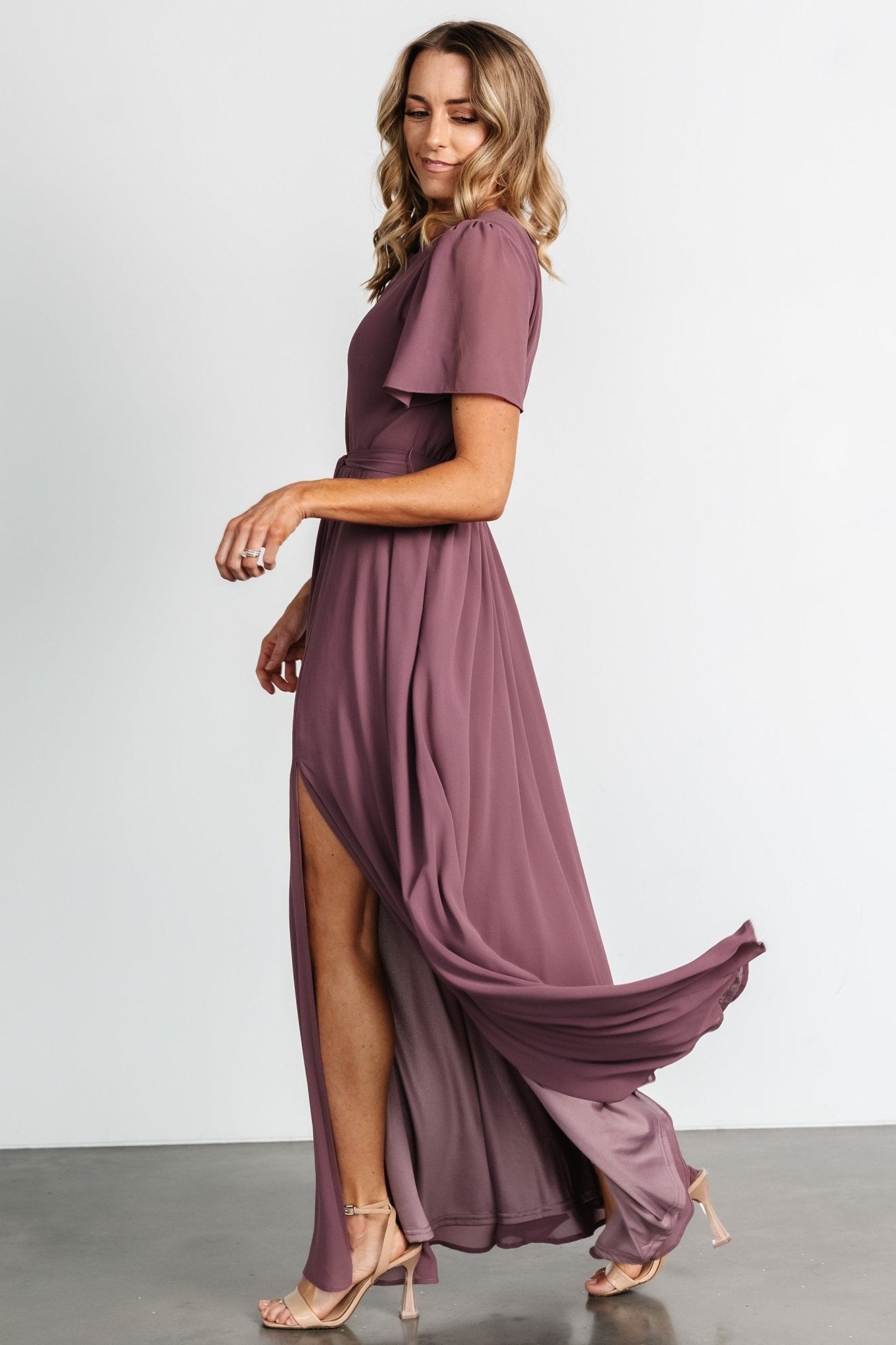 Naomi Short Sleeve Maxi Dress | Vintage Plum - Baltic Born