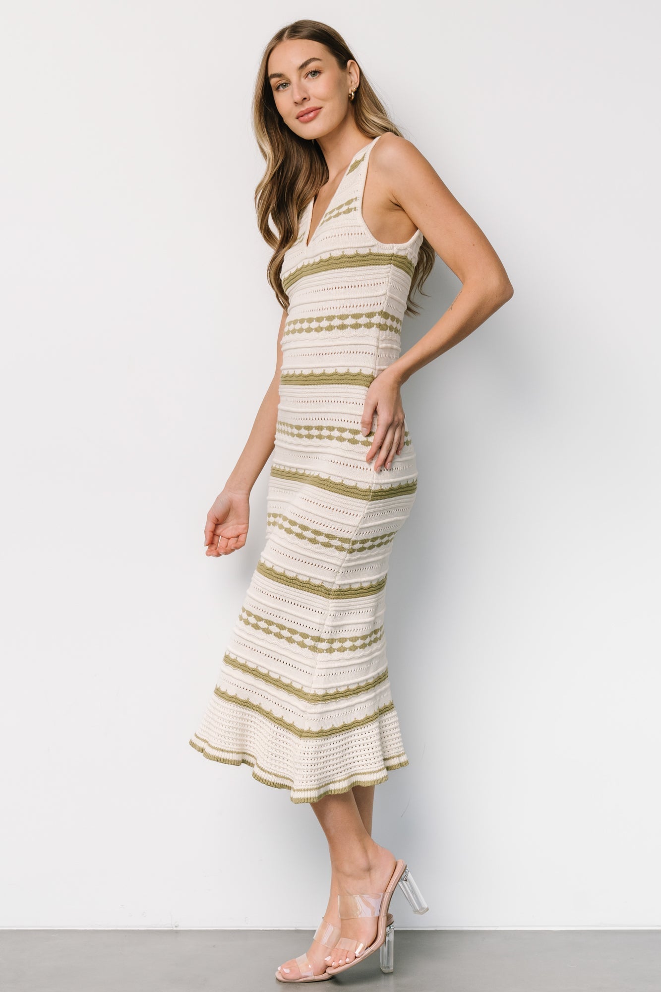 Nicolette Pointelle Dress | Cream + Sage - Baltic Born