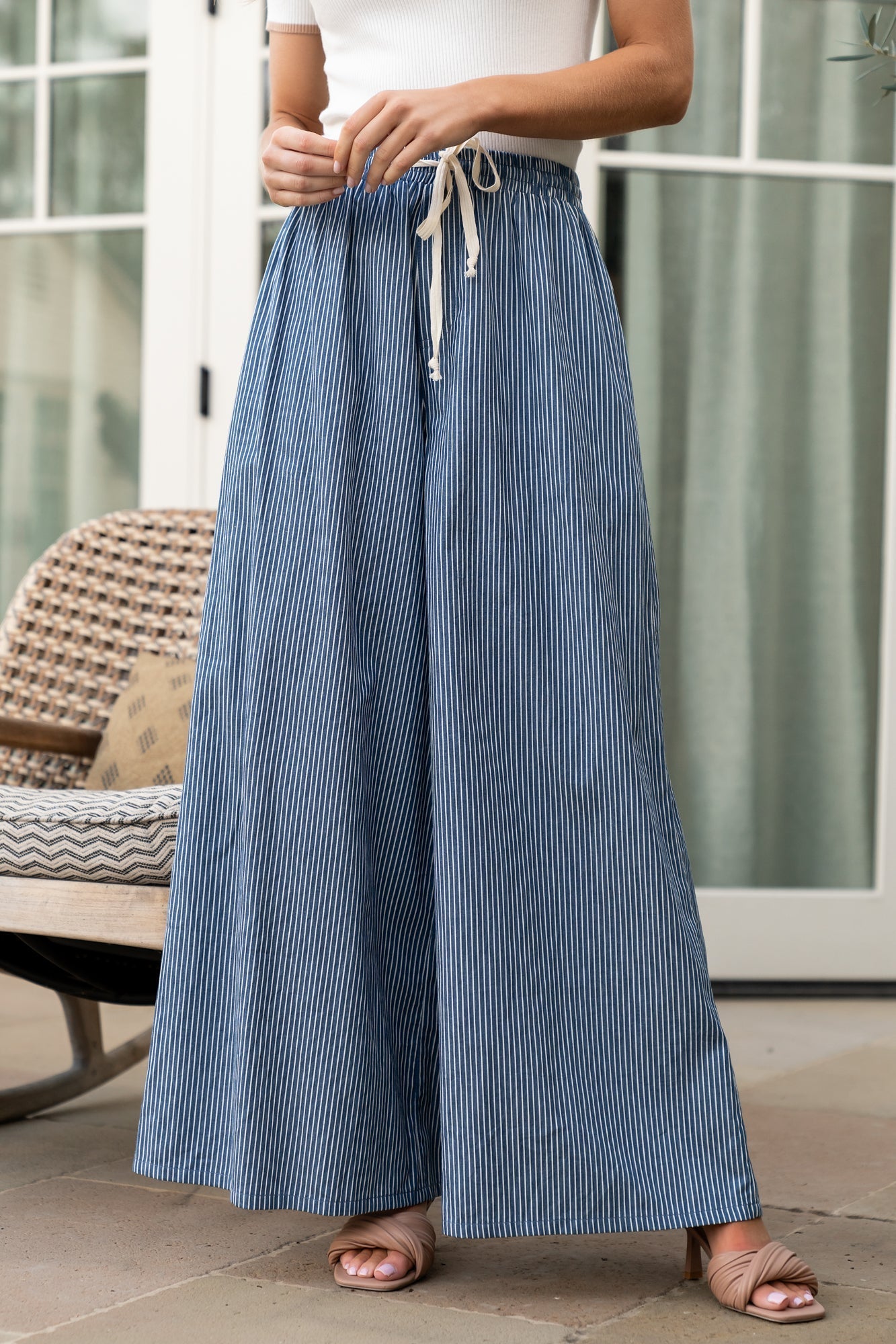 Odelia Striped Pants | Blue + Off White Stripe - Baltic Born
