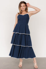 Odette Tiered Dress | Navy + White - Baltic Born