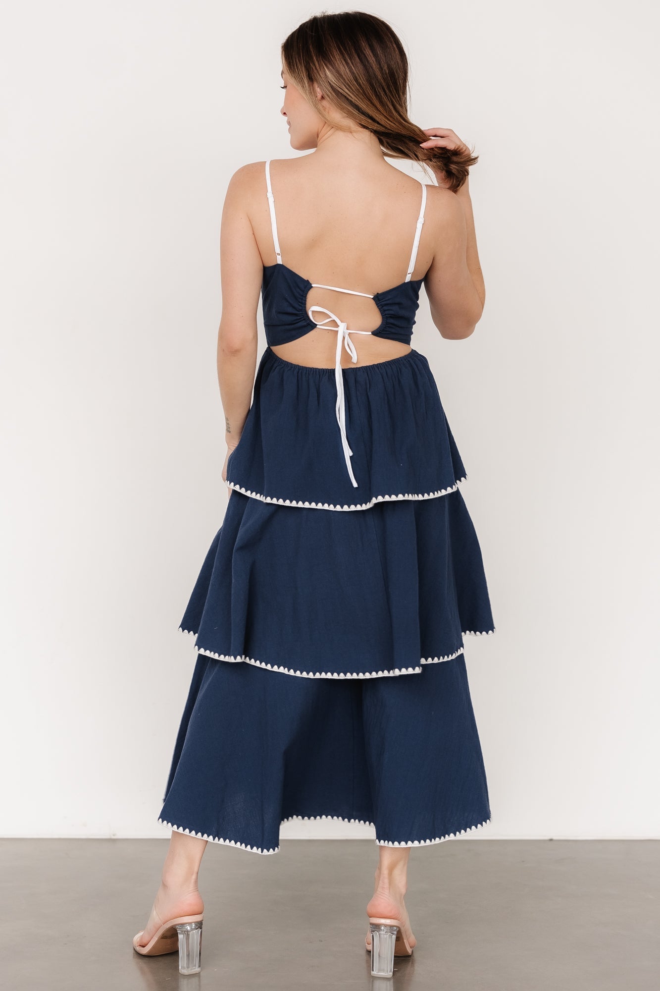 Odette Tiered Dress | Navy + White - Baltic Born