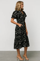 Odeya Tiered Midi Dress | Black + White - Baltic Born