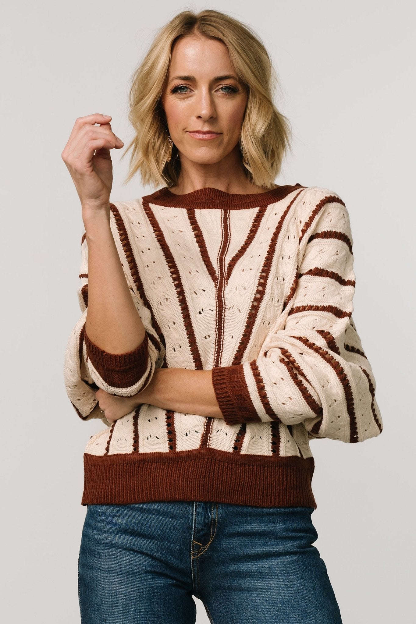 Paola Pointelle Sweater | Cream + Copper - Baltic Born