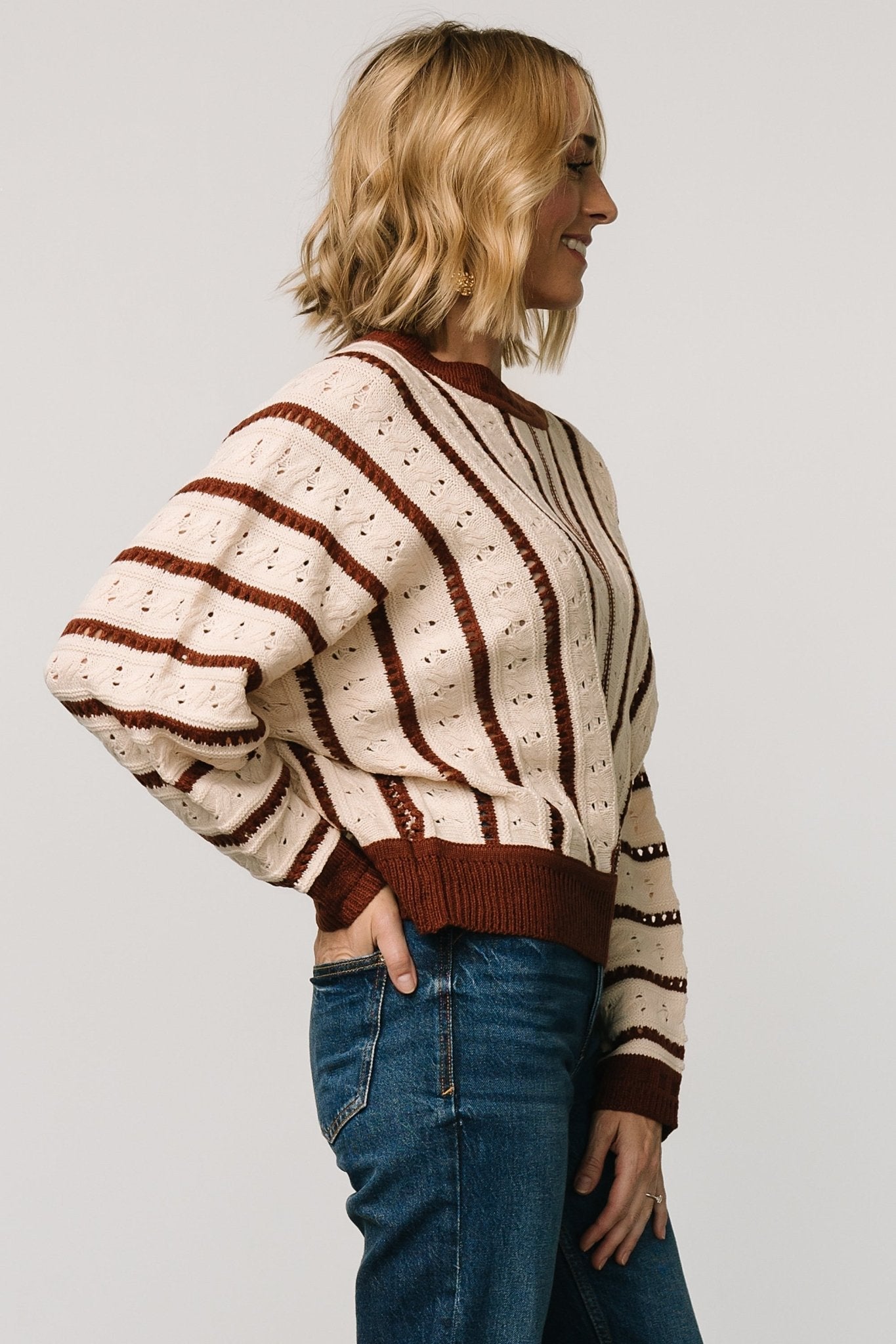 Paola Pointelle Sweater | Cream + Copper - Baltic Born