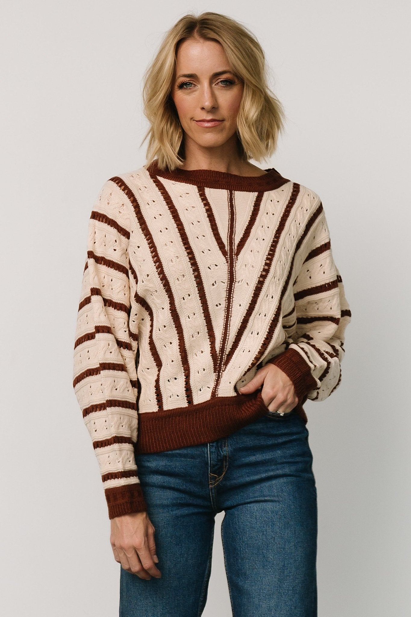 Paola Pointelle Sweater | Cream + Copper - Baltic Born