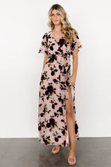 Parisian Velvet Maxi Dress | Blush Rose Floral - Baltic Born