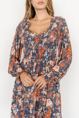 Parker Short Dress | Blue + Orange Floral - Baltic Born
