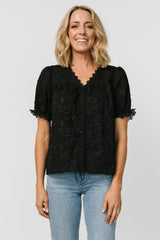 Pauline Embossed Top | Black - Baltic Born