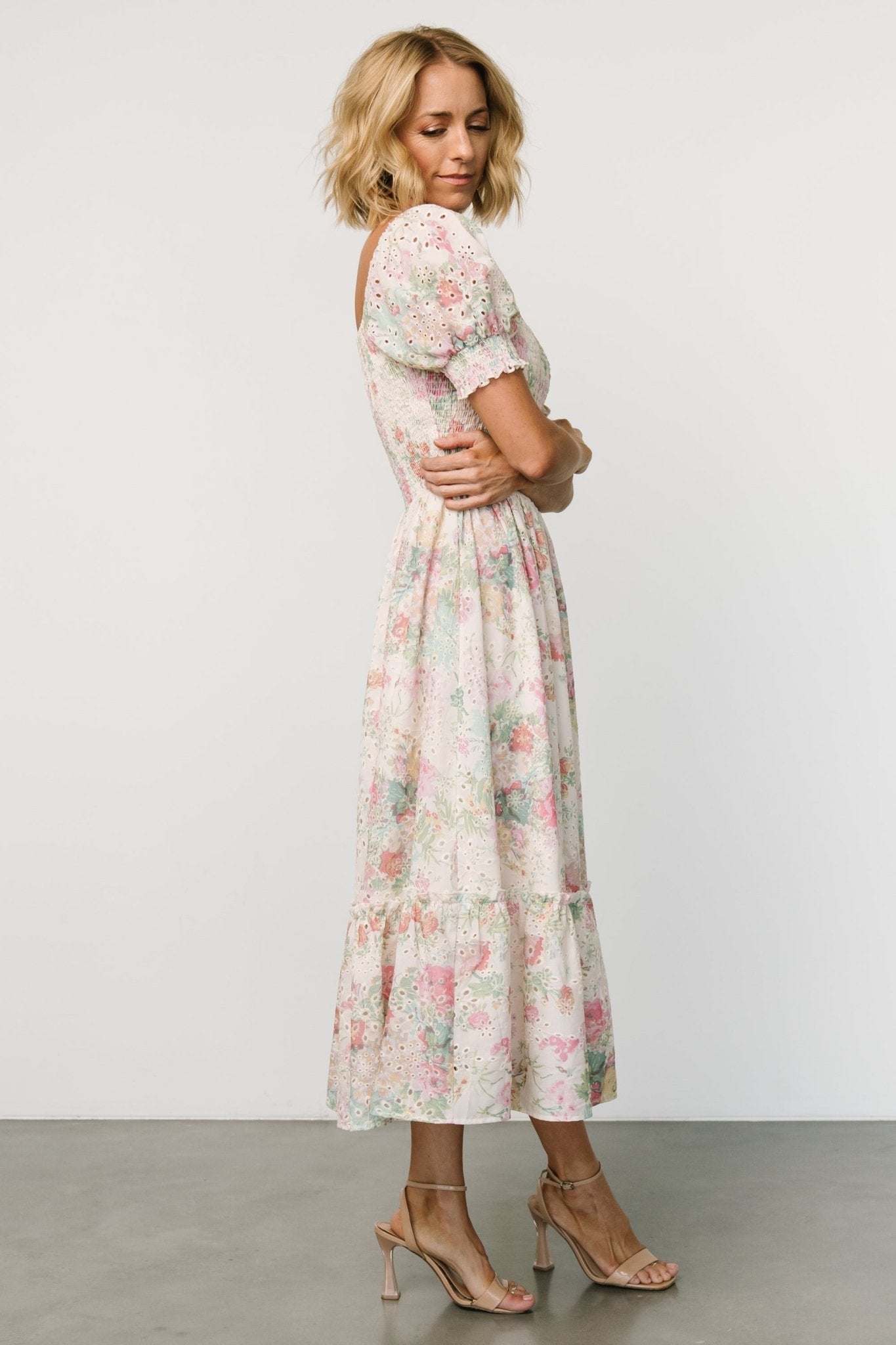 Piper Eyelet Midi Dress | Vintage Floral - Baltic Born