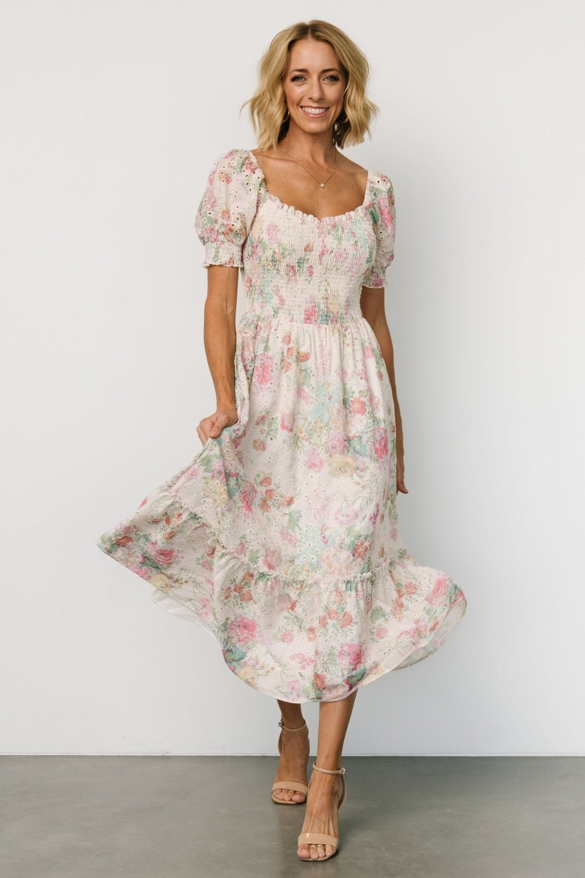 Piper Eyelet Midi Dress | Vintage Floral - Baltic Born