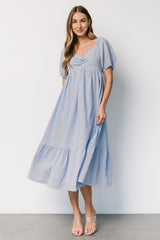 Poppy Midi Dress | Blue + Off White - Baltic Born