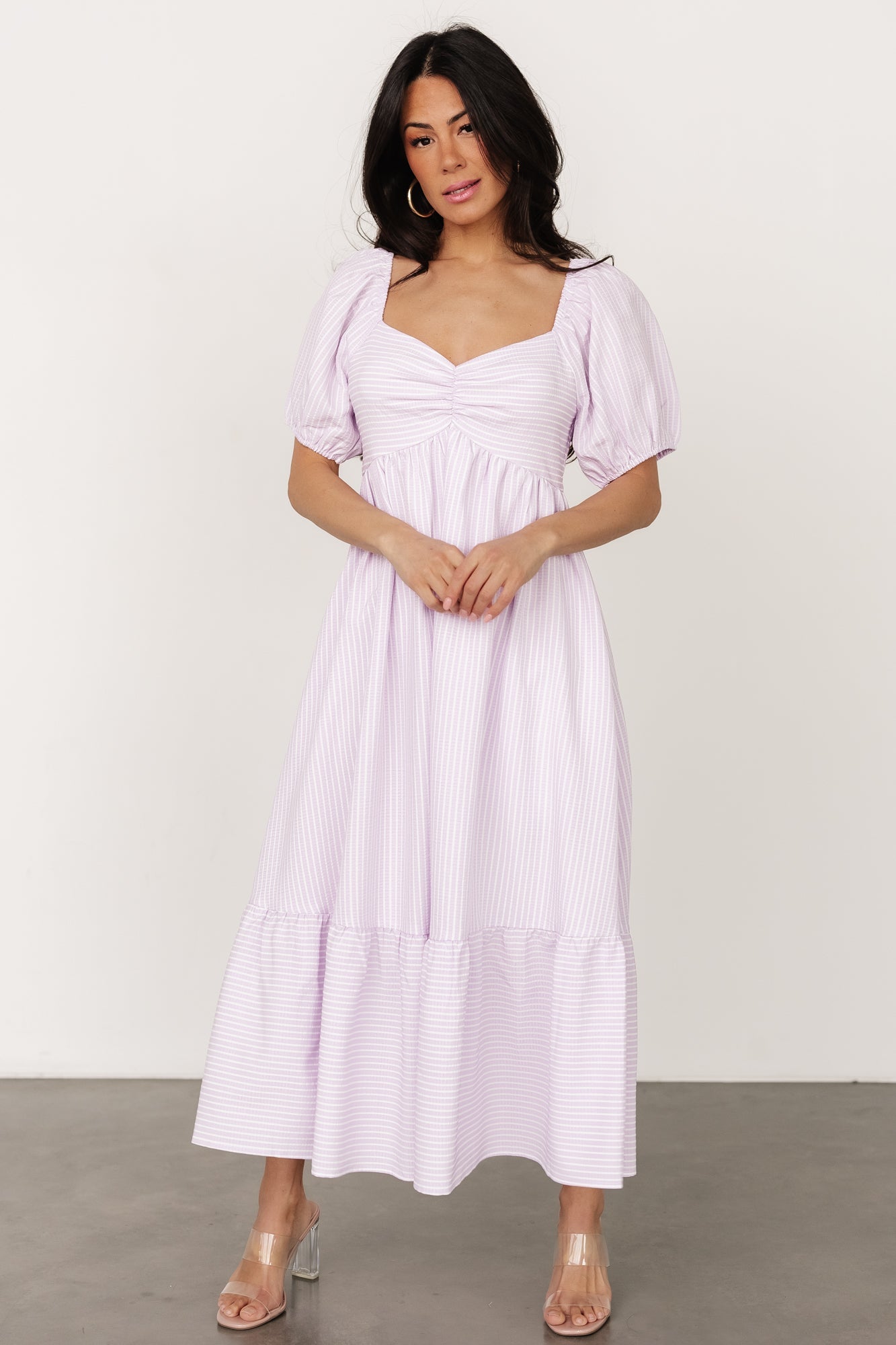 Poppy Midi Dress | Lavender + Off White - Baltic Born