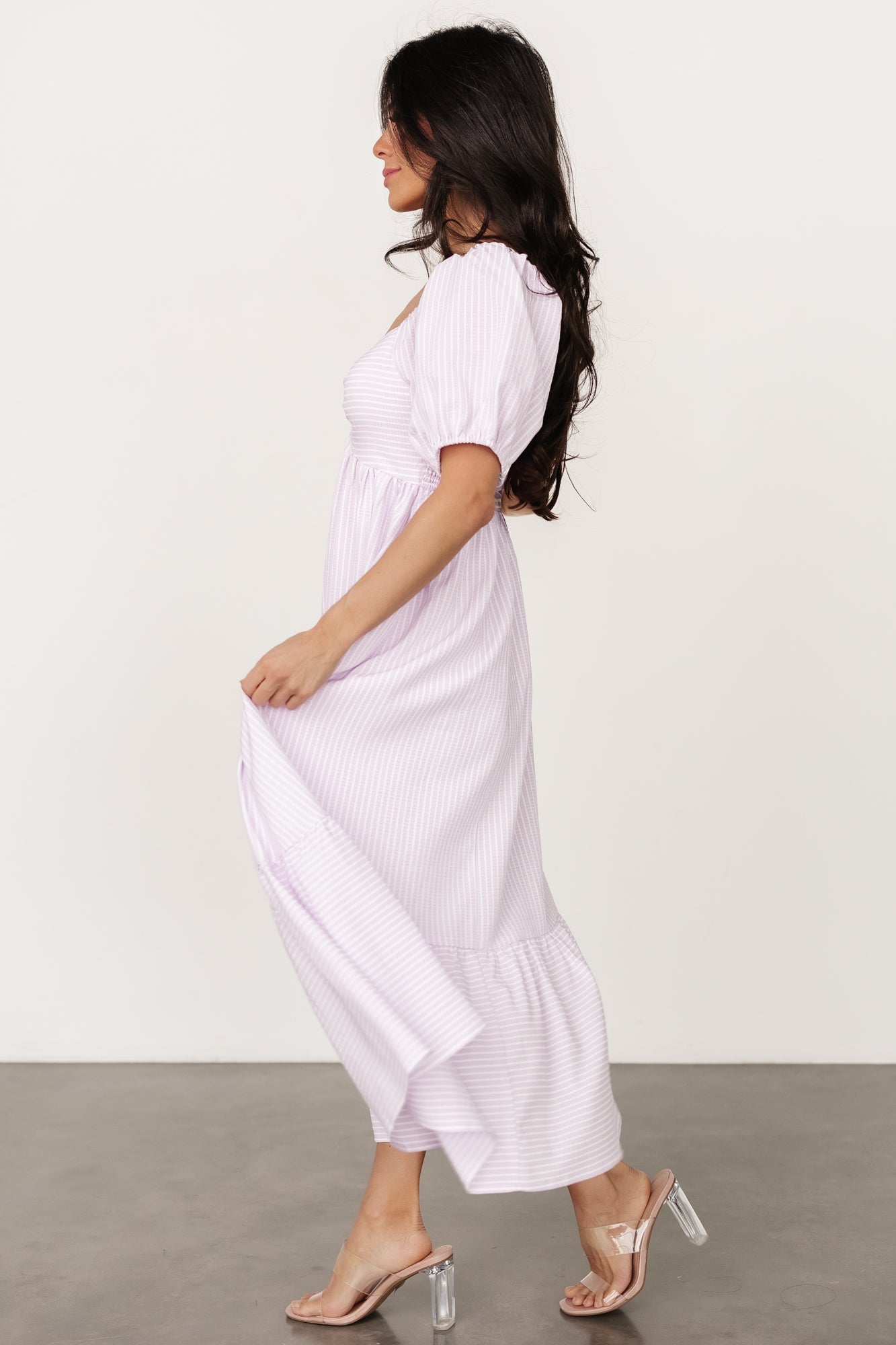 Poppy Midi Dress | Lavender + Off White - Baltic Born