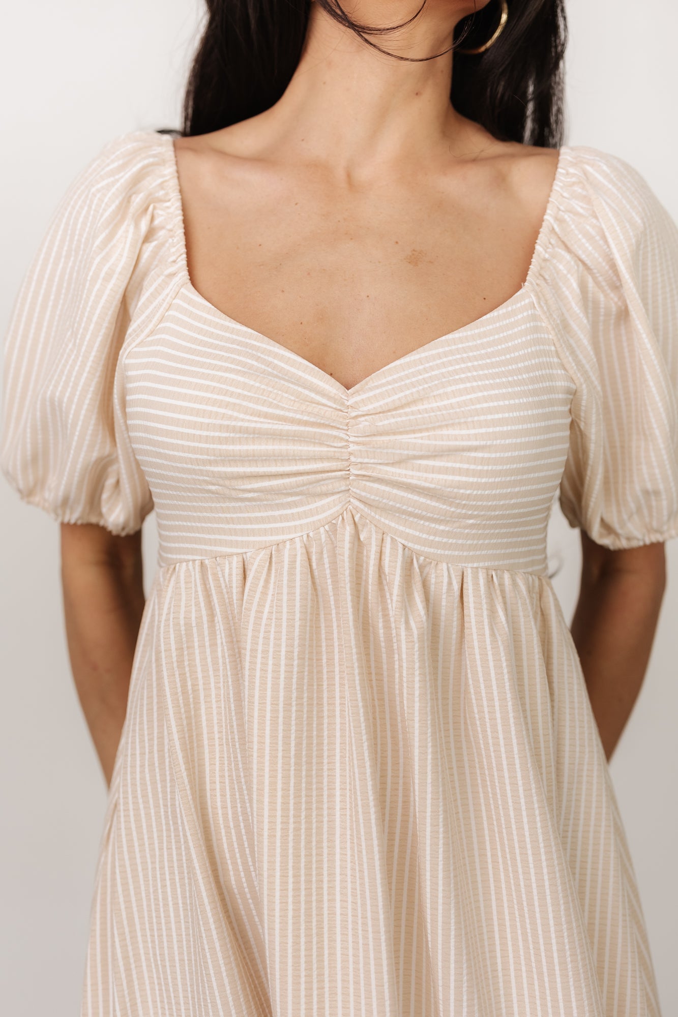 Poppy Midi Dress | Natural + Off White - Baltic Born