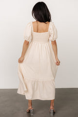 Poppy Midi Dress | Natural + Off White - Baltic Born