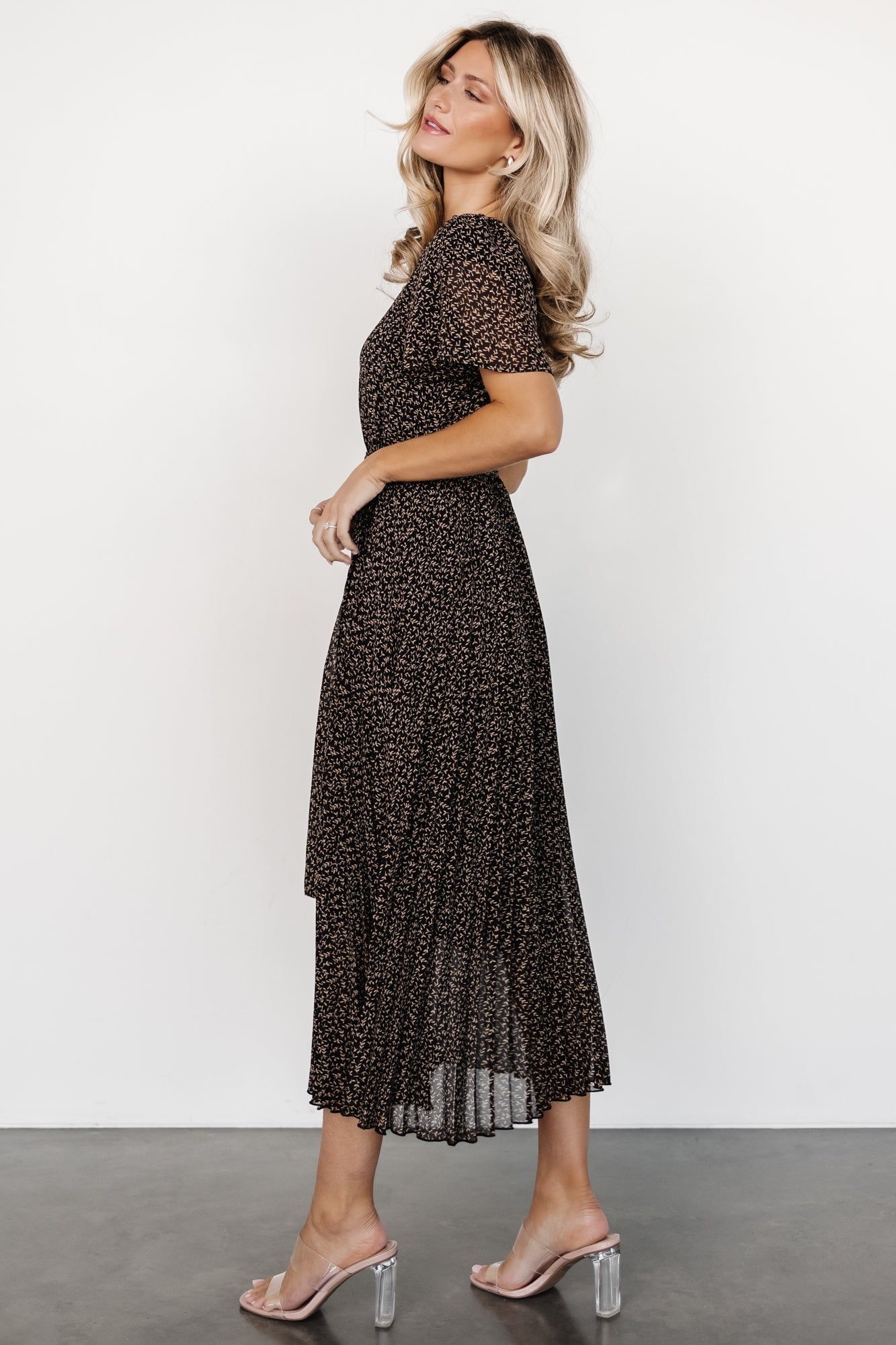 Prim Pleated Dress | Black Print - Baltic Born