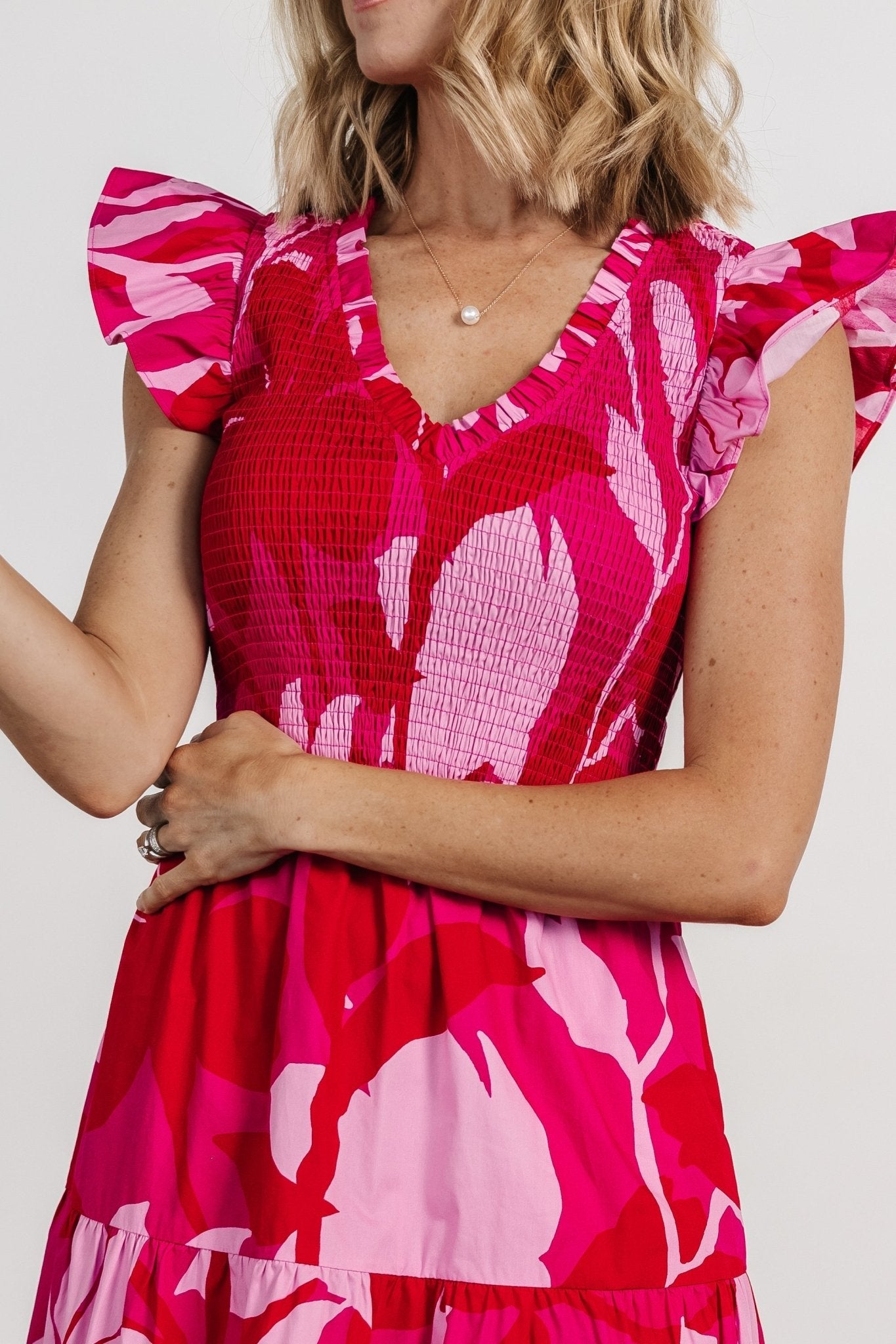 Ranchero Smocked Maxi Dress | Red + Pink - Baltic Born