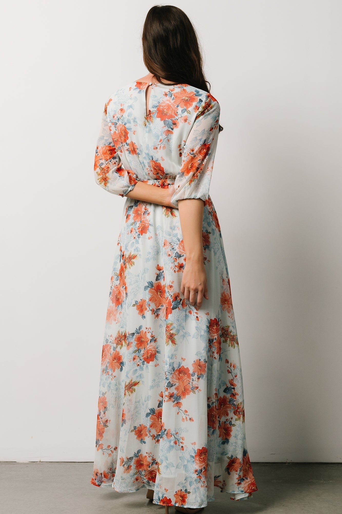 Rebecca Maxi Dress | Blue + Coral Blossom - Baltic Born