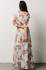 Rebecca Maxi Dress | Blue + Coral Blossom - Baltic Born