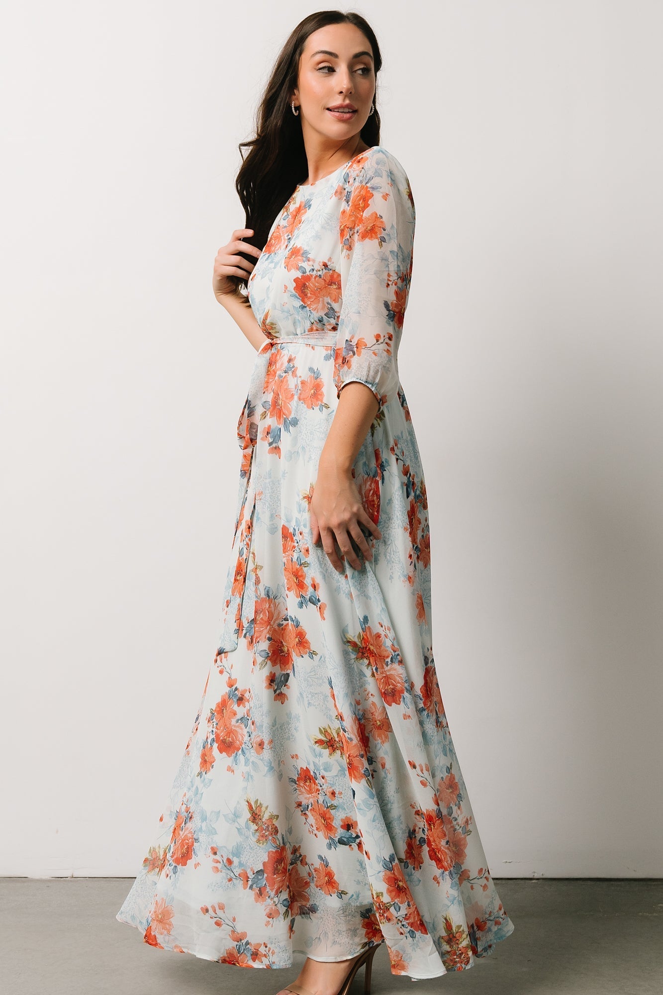 Rebecca Maxi Dress | Blue + Coral Blossom - Baltic Born